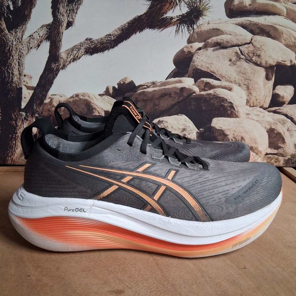 Asics Gel-Nimbus 27 Mens Running Shoes Grey Orange Black 1011B845 Sz 9.5